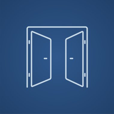 Open doors line icon.