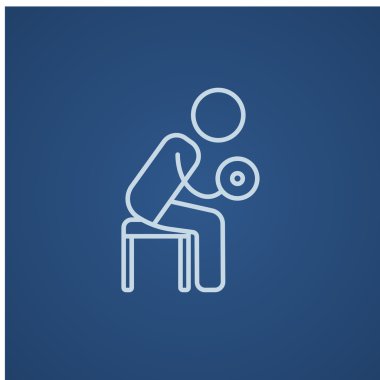 Egzersiz halter satırı simgesi ile adam.