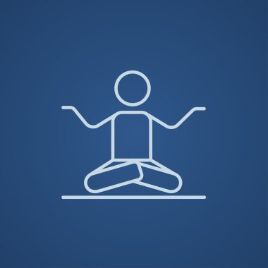 Lotus poz çizgisi simgesinde meditasyon adam.