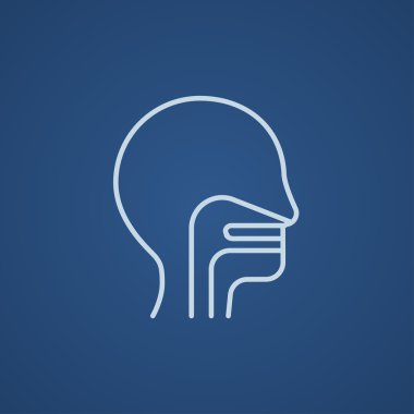 Kulak, burun, boğaz sistemi satırı simgesi ile insan kafası.