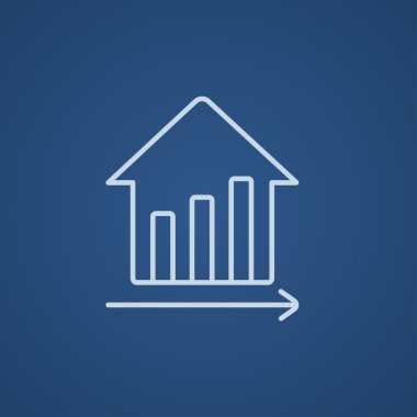 Graph of real estate prices growth line icon.