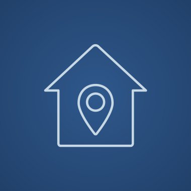 House with pointer line icon.