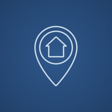 Pointer with house inside line icon.