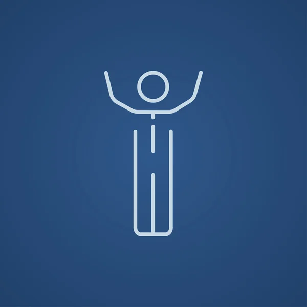 Man with raised arms line icon. — 图库矢量图片