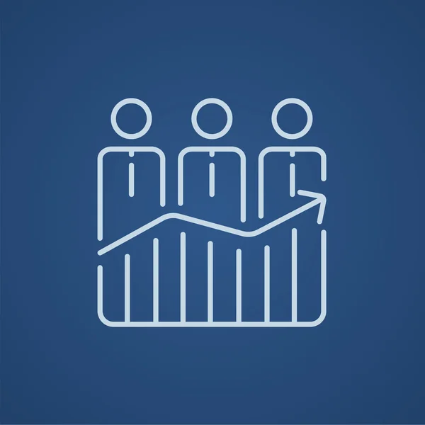 Businessmen standing on profit graph line icon. — Stock vektor