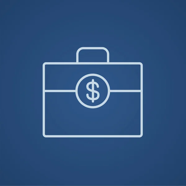 Valise avec icône de ligne de symbole dollar . — Image vectorielle