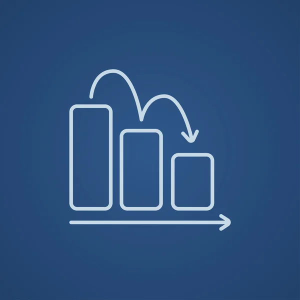 Bar chart down line icon. — Stockvector