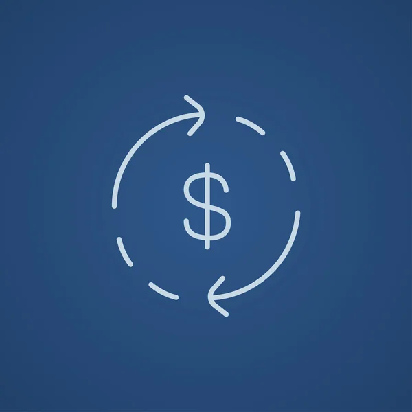 Dollar symbol with arrows line icon. — ストックベクタ