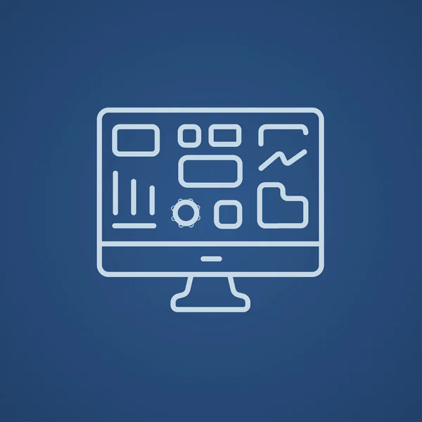 Monitor con gráficos de negocio icono de línea . — Archivo Imágenes Vectoriales