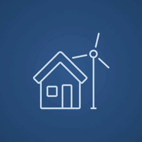 House with windmill line icon. — ストックベクタ