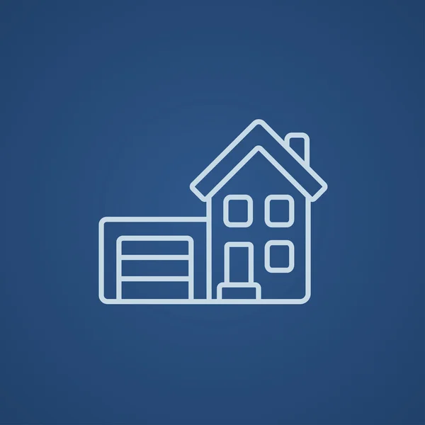 Huis met garage lijn pictogram. — Stockvector