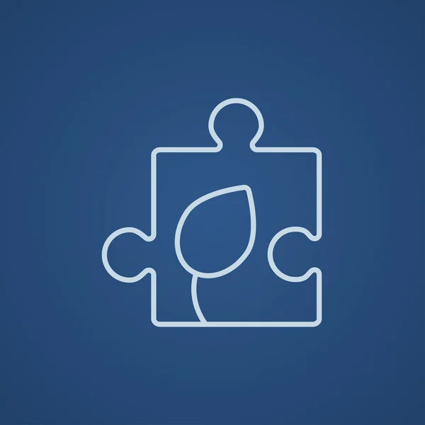Puzzle avec icône de ligne de feuille . — Image vectorielle