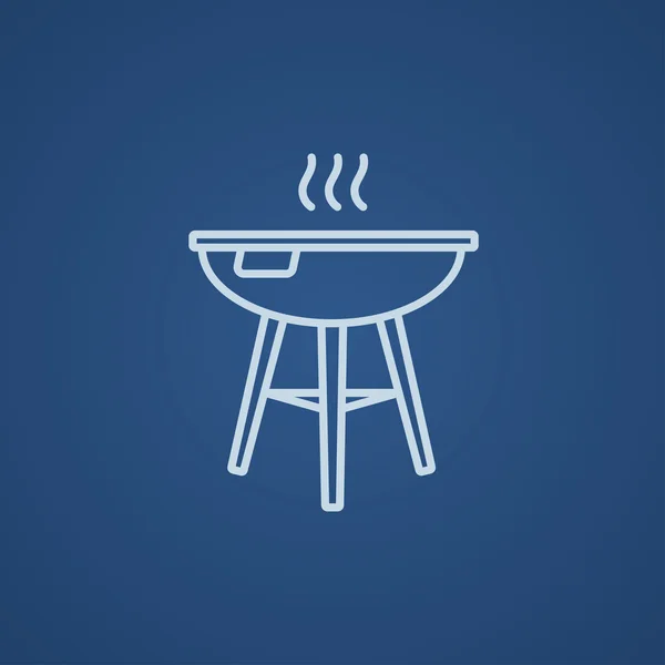Waterkoker barbecue grill lijn pictogram. — Stockvector