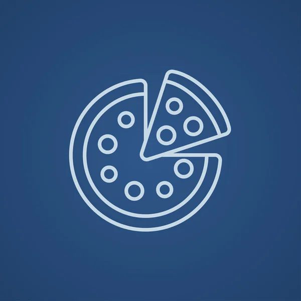 Ganze Pizza mit Scheibenlinie-Symbol. — Stockvektor