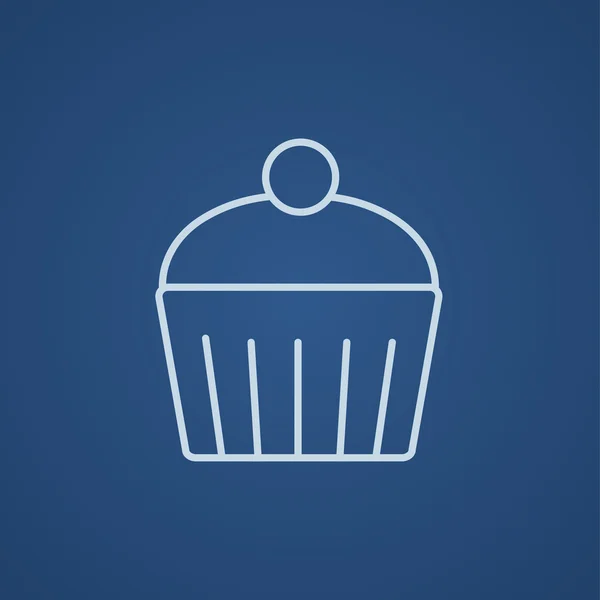 Cupcake com ícone de linha de cereja . — Vetor de Stock