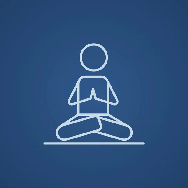 Homme méditant dans l'icône de ligne de pose de lotus . — Image vectorielle