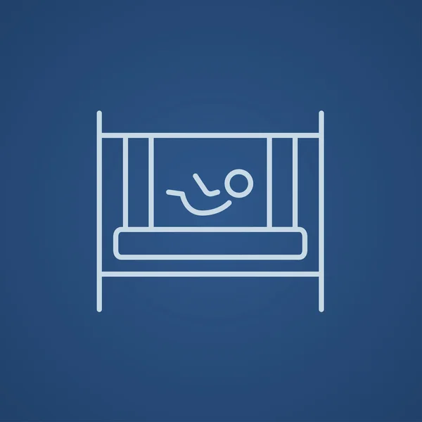 Pose de bébé dans l'icône de ligne de lit . — Image vectorielle