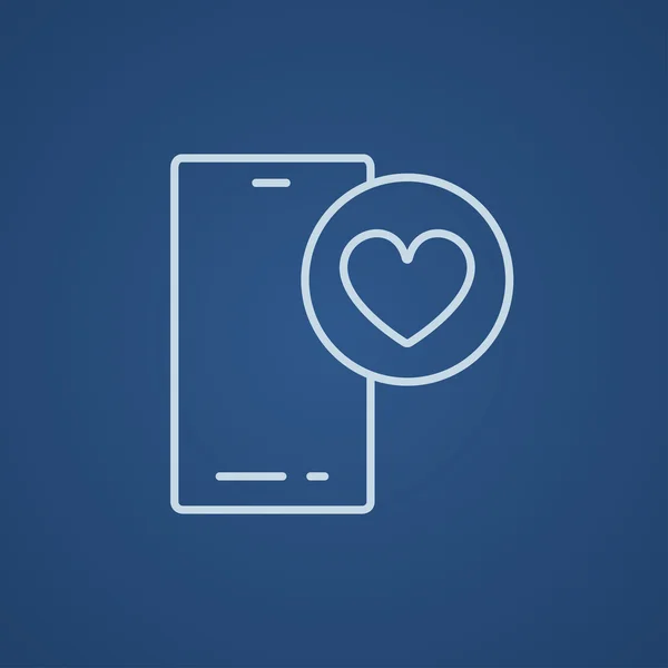 Smartphone mit Zeilensymbol für Herzzeichen. — Stockvektor