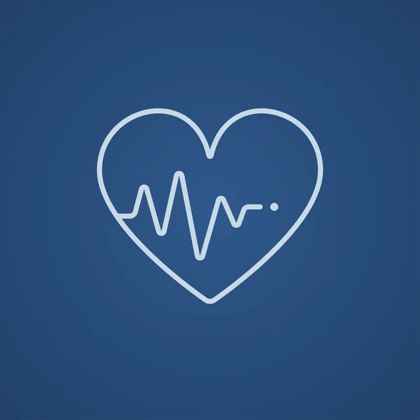 Corazón con icono de línea de cardiograma . — Vector de stock