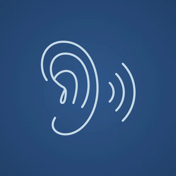 Icono de línea de oído humano . — Vector de stock