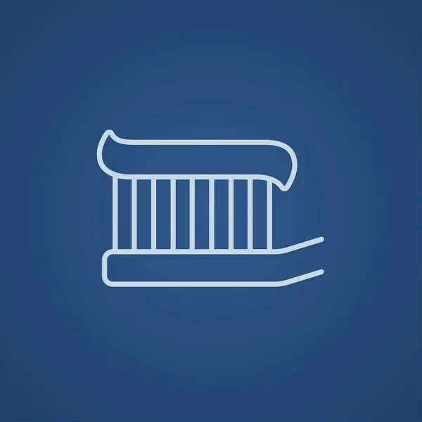 Tandenborstel met tandpasta lijn pictogram. — Stockvector