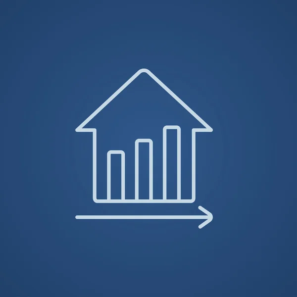 Graph of real estate prices growth line icon. — ストックベクタ