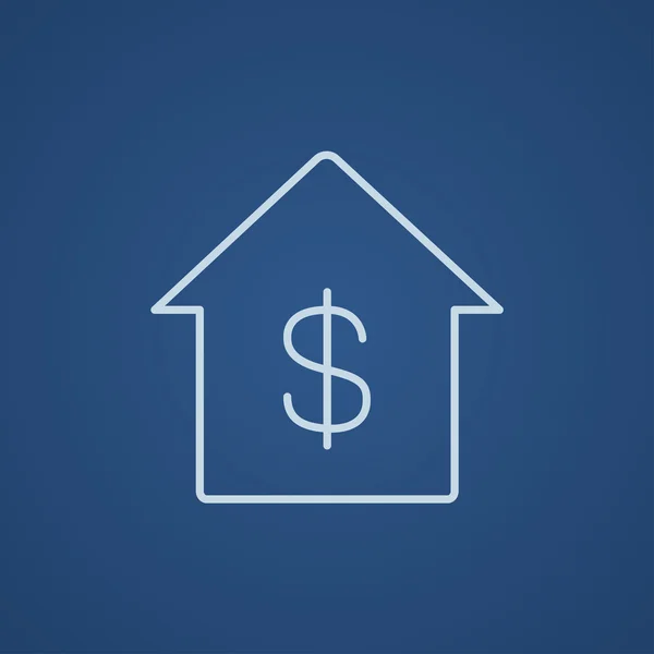 House ile dolar sembol satırı simgesi. — Stok Vektör