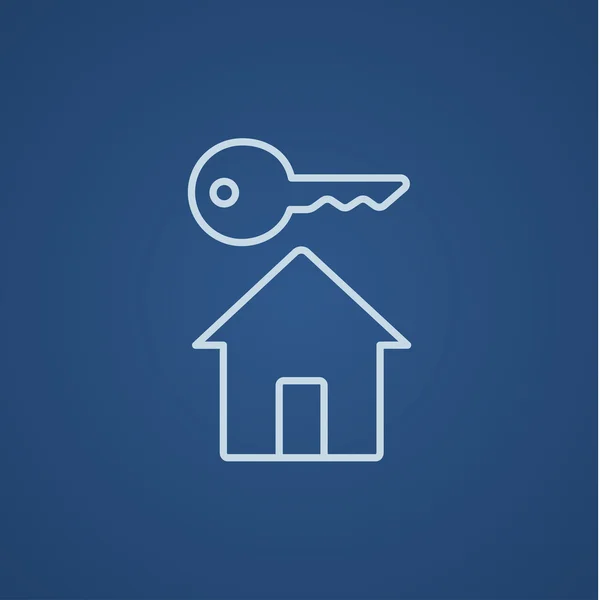 Nyckel för hus linje-ikonen. — Stock vektor