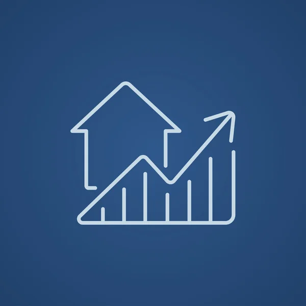 Gráfico de precios inmobiliarios icono de la línea de crecimiento . — Vector de stock