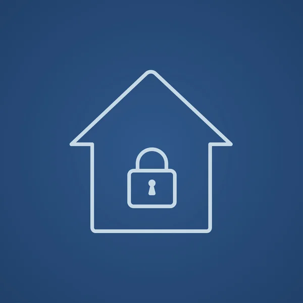 House with closed lock line icon. — Stock vektor