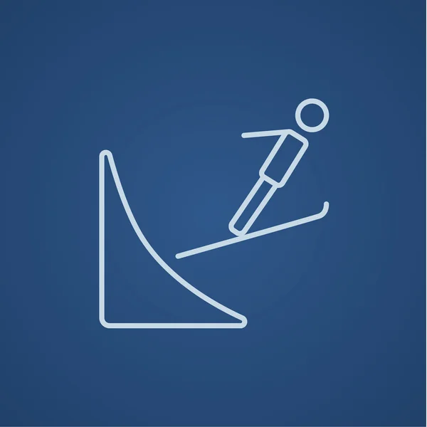 Icona linea di salto con gli sci. — Vettoriale Stock