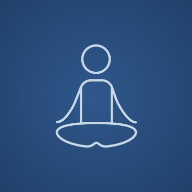 Lotus poz çizgisi simgesinde meditasyon adam.