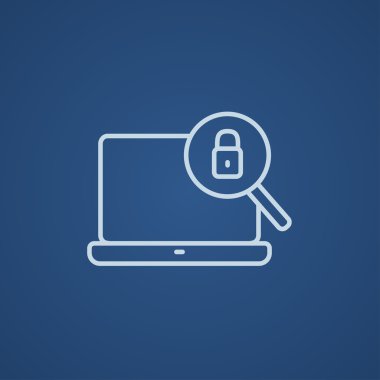 Laptop ve Büyüteç camı satırı simgesi.