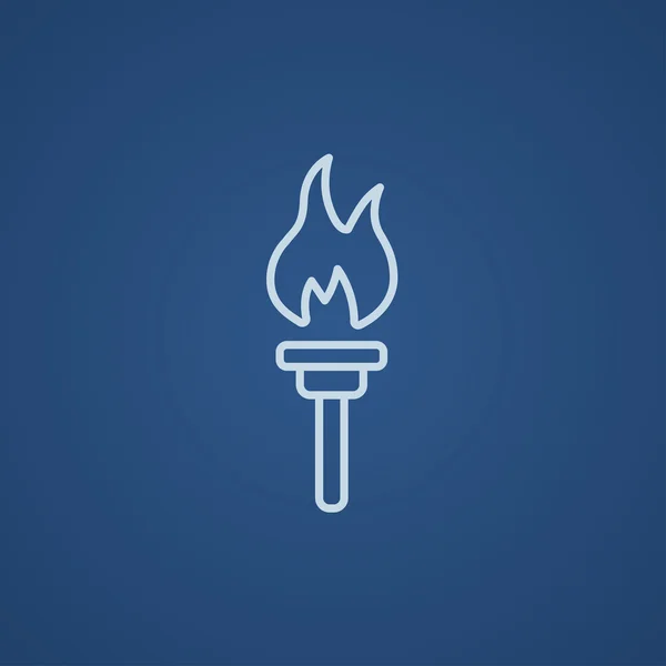 Burning olympic antorcha línea icono . — Vector de stock