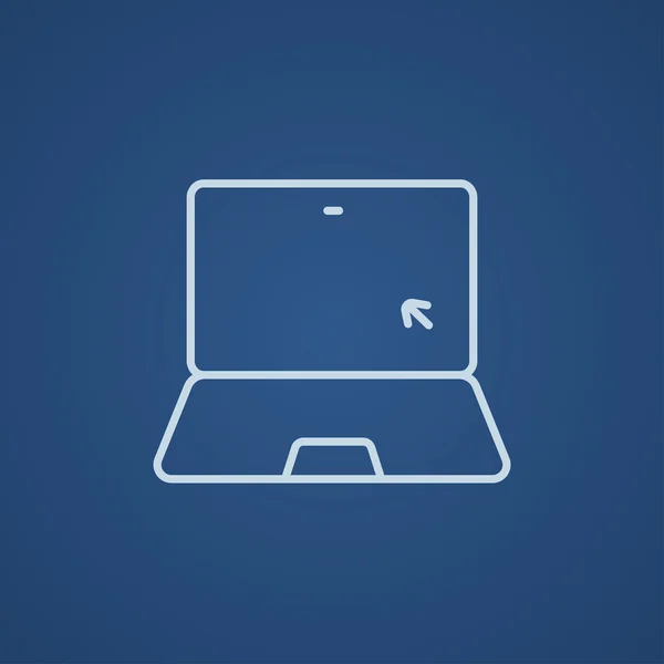 Laptop met cursor lijn pictogram. — Stockvector