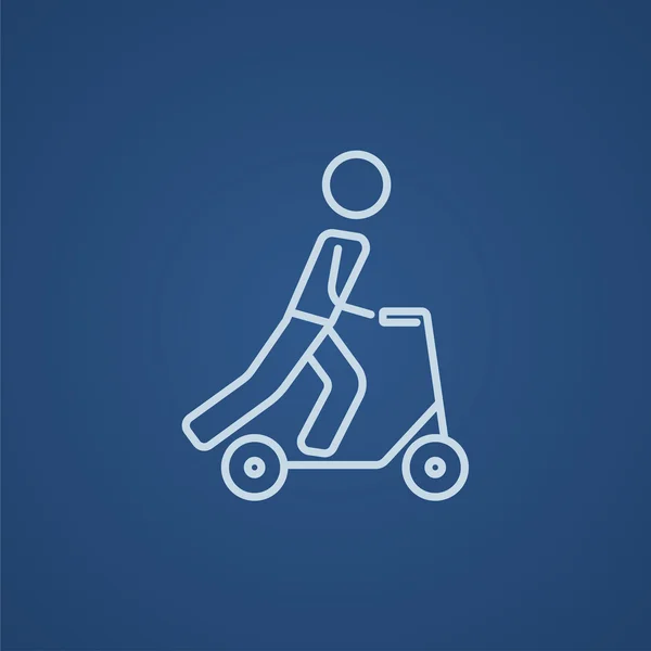Man riding kick scooter line icon. — Stock Vector
