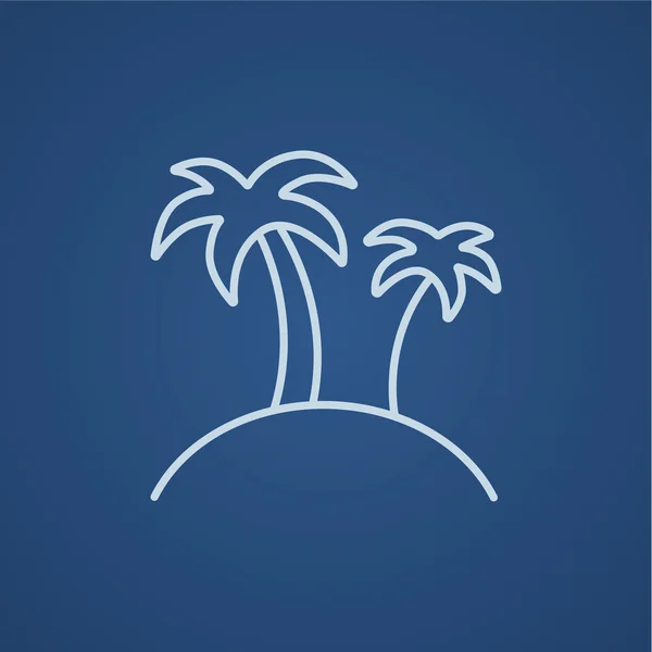 Two palm trees on island line icon. — Stock Vector