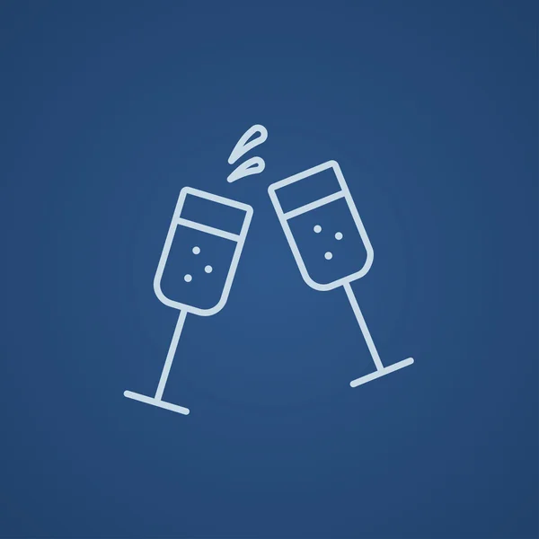 Dvě sklenice champaign čáře. — Stockový vektor