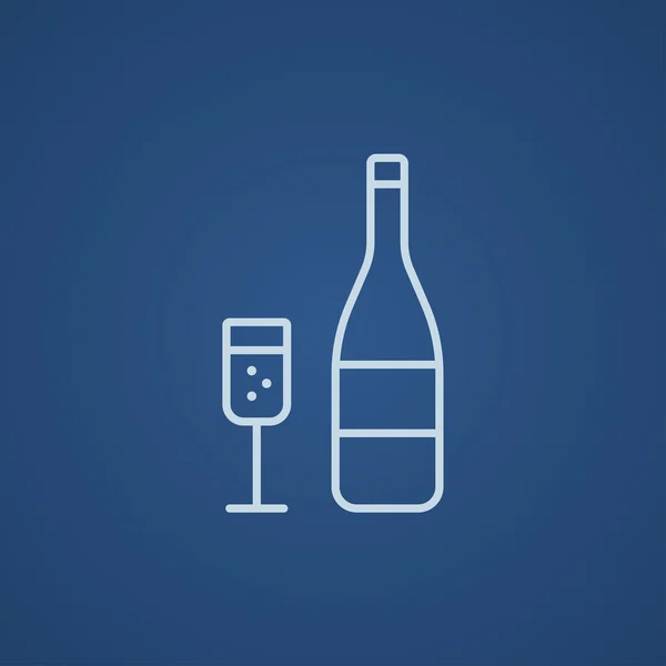 Fles Champagne en glas lijn pictogram. — Stockvector