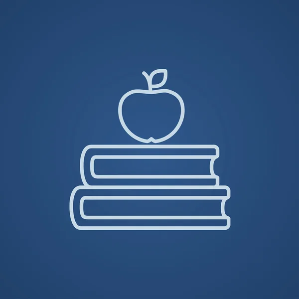Bücher und Apfel an oberster Stelle. — Stockvektor