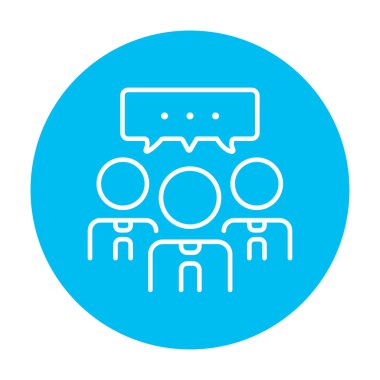 İnsanlarla konuşma kare üzerinde onların kafaları satırı simgesi.