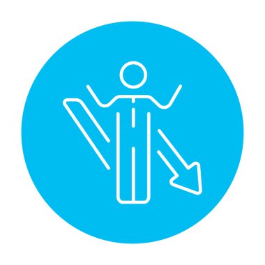 Businessman with arrow down line icon.