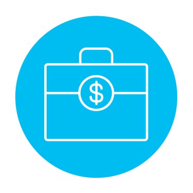 Suitcase with dollar symbol line icon.