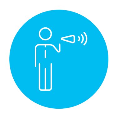 Megafon hattı simgesine sahip iş adamı.