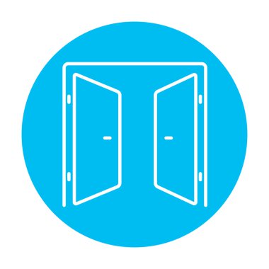 Open doors line icon.