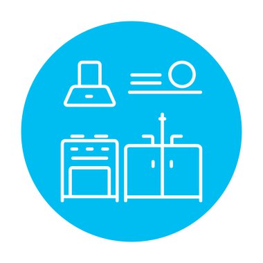 Kitchen interior line icon.