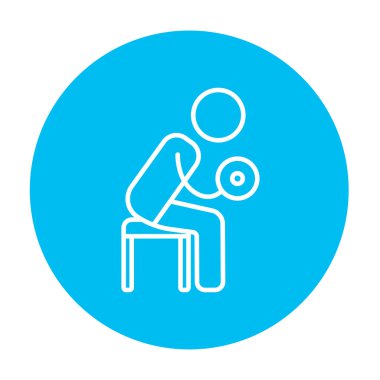 Egzersiz halter satırı simgesi ile adam.