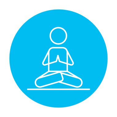 Lotus poz çizgisi simgesinde meditasyon adam.
