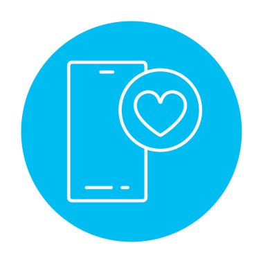 Smartphone ile kalp işareti satırı simgesi.