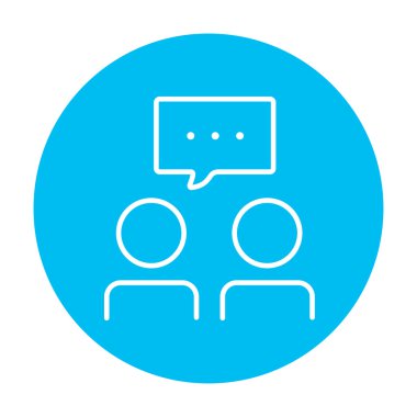 İnsanlarla konuşma kare üzerinde onların kafaları satırı simgesi.